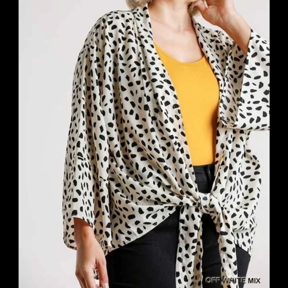 Umgee USA animal print kimono tunic front ties top blouse Sz M/L - Picture 10 of 10